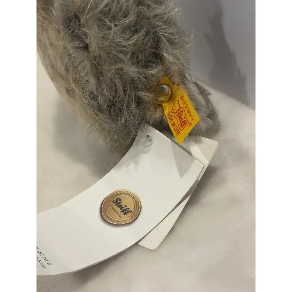 Steiff Wittie Owl 033315 Mohair Gray Brown Germany All Tags Button